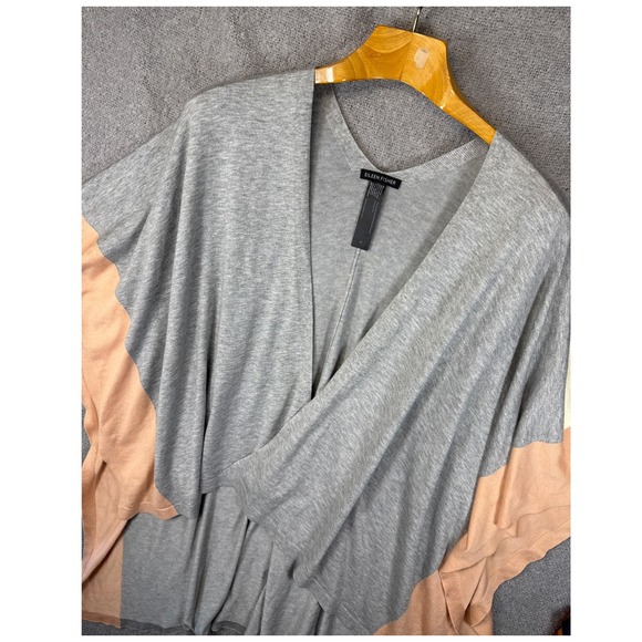 EILEEN FISHER Super Soft Colorblock Knit Poncho Wrap Cardigan Sweater F18dxt - Picture 1 of 8